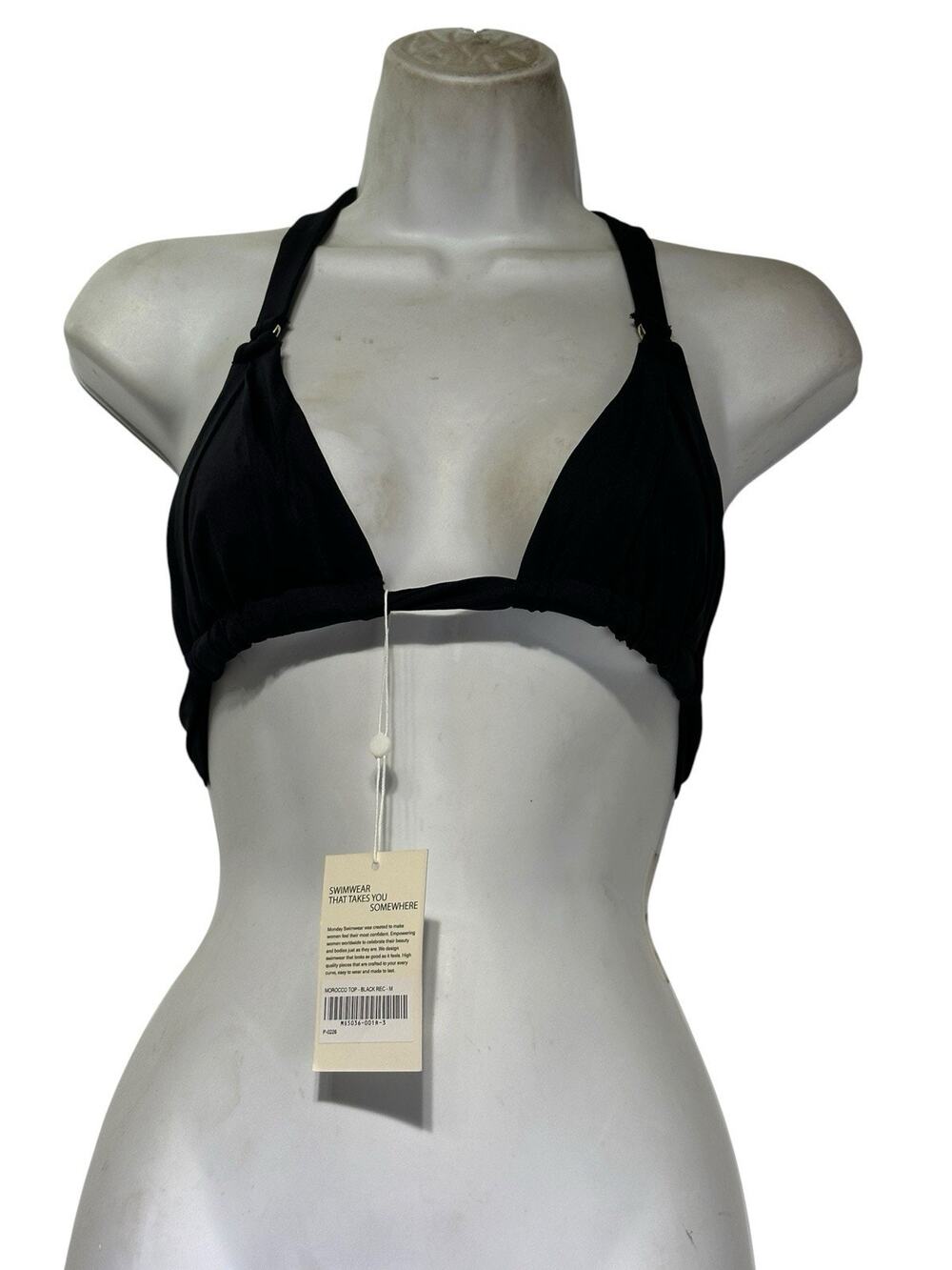 Monday Swimwear Morocco Bikini Top Black Halter Tie Size M